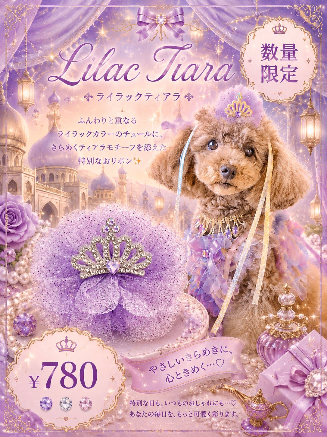 【CB260519】💜 Lilac Tiara Plastic Barrette