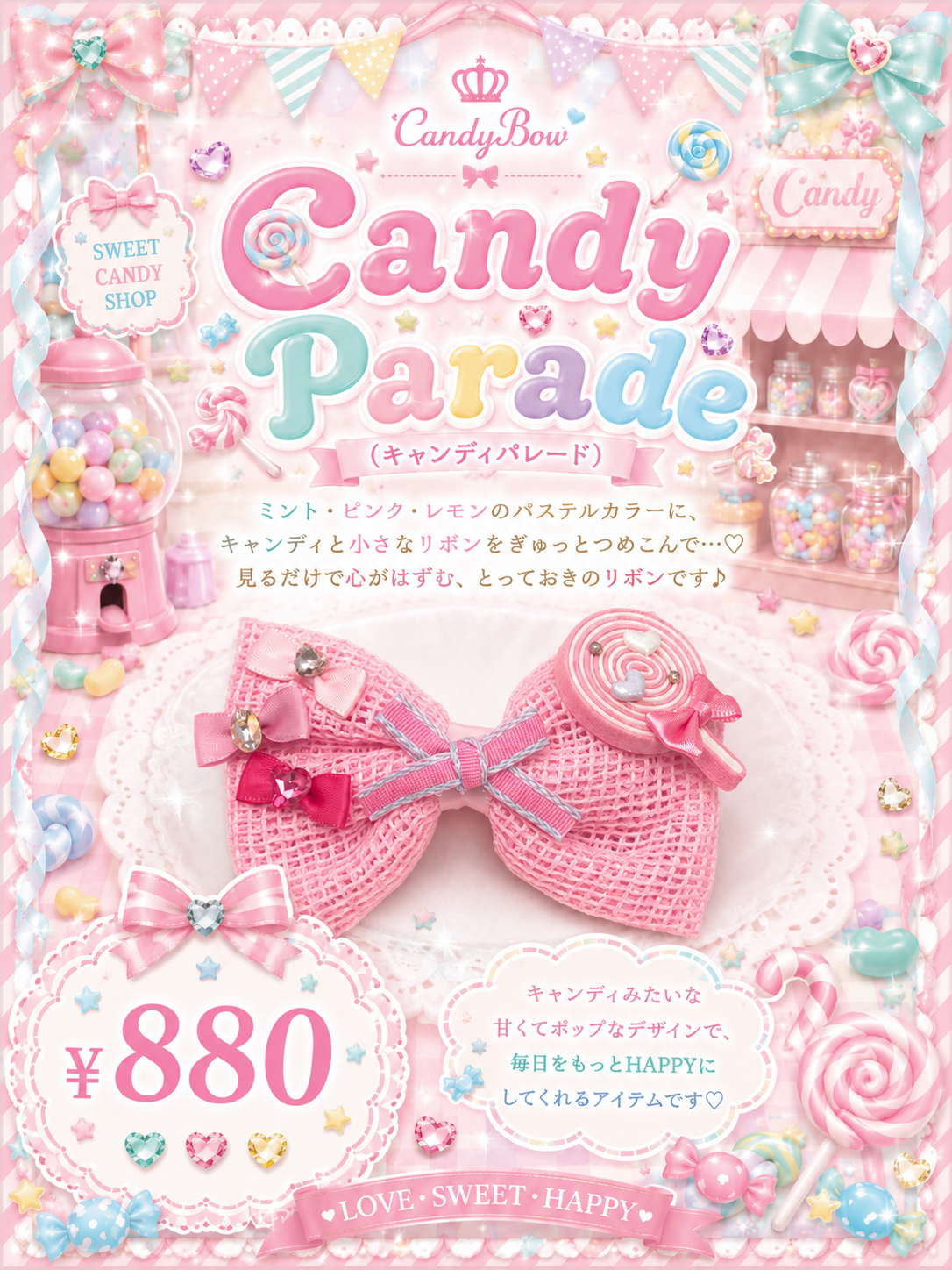Candy Parade（キャンディパレード）犬用プラバレッタ CandyBowPet