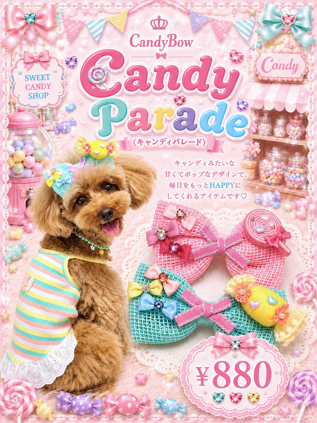 Candy Parade（キャンディパレード）犬用プラバレッタ CandyBowPet