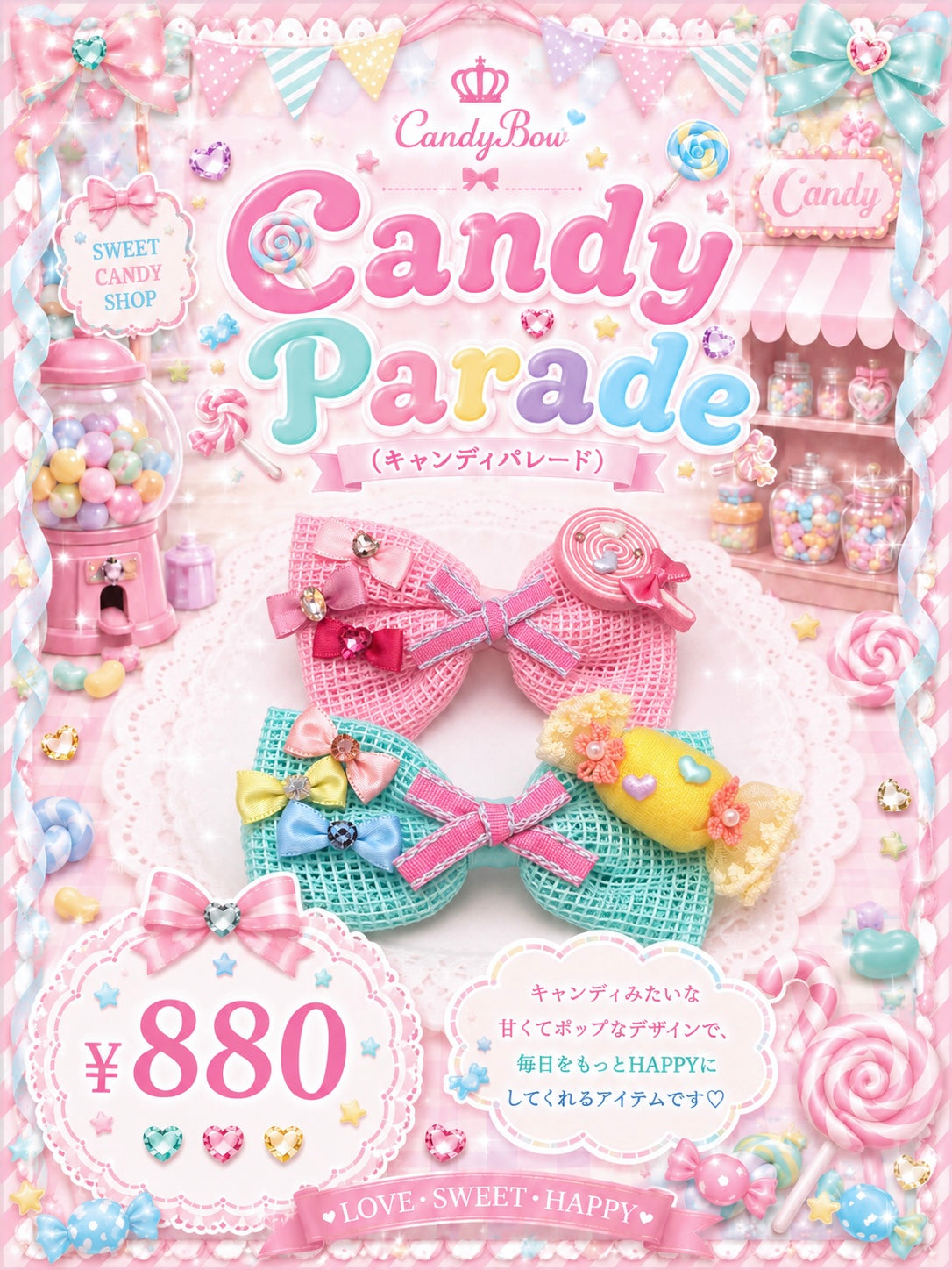 Candy Parade（キャンディパレード）犬用プラバレッタ CandyBowPet