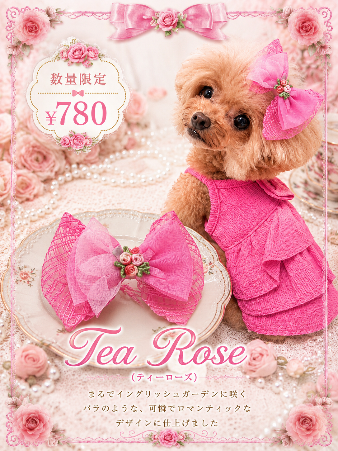 【CB260611】🌹 Tea Rose Plastic Hair Clip