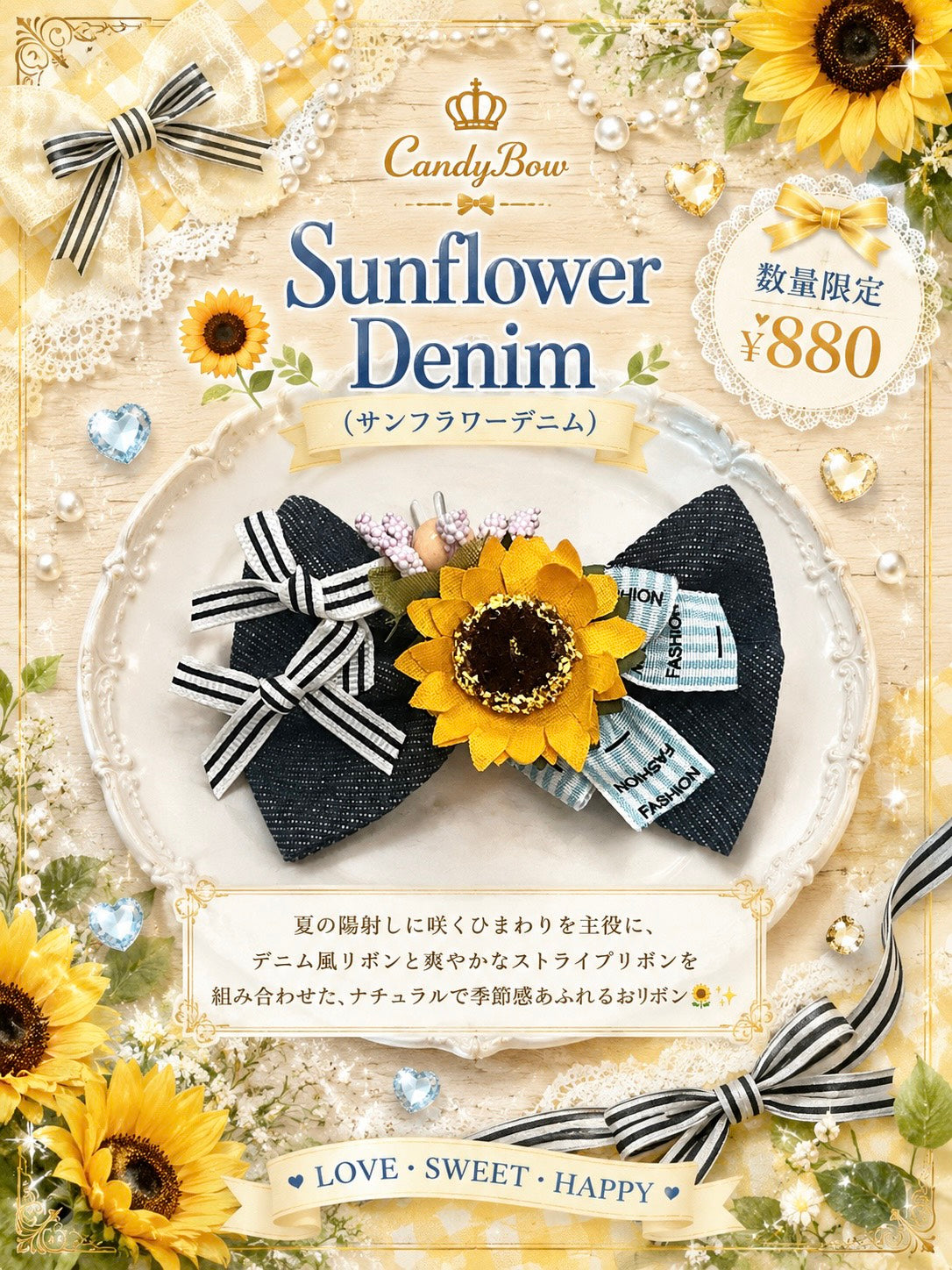 【CB260682】🌻 Sunflower Denim（サンフラワーデニム）